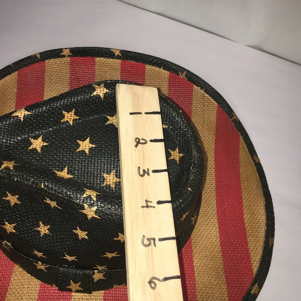 American Flag Cowboy Hat,Striped Western Tea-Stained USA Shape-It Brim